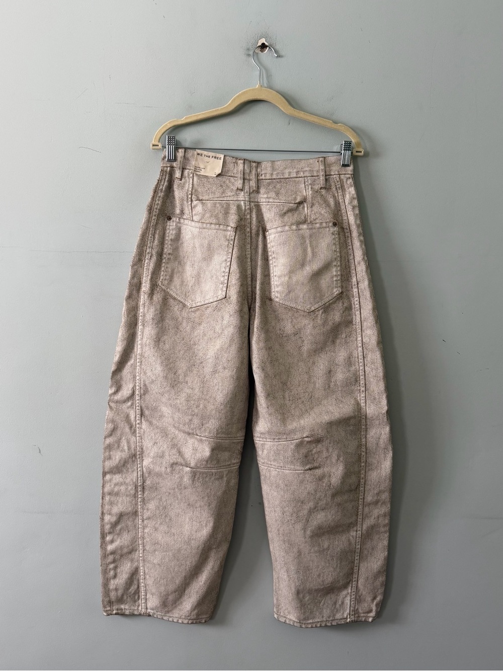 NWT Free People We The Free Good Luck White Coated Barrel Jeans - Picture 6 of 8